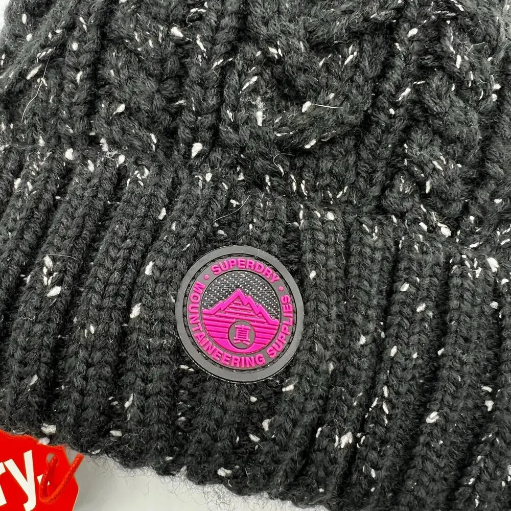 Super Dry NWT Knit Sherpa Lined Pom Beanie